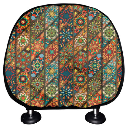 Indian Floral Patchwork Pattern Print Car Headrest Covers
