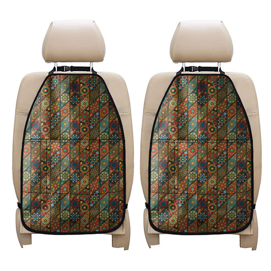 Indian Floral Patchwork Pattern Print Car Seat Organizers