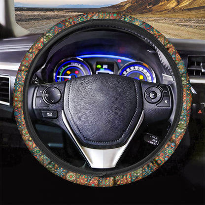Indian Floral Patchwork Pattern Print Car Steering Wheel Cover