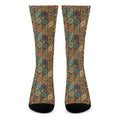 Indian Floral Patchwork Pattern Print Crew Socks