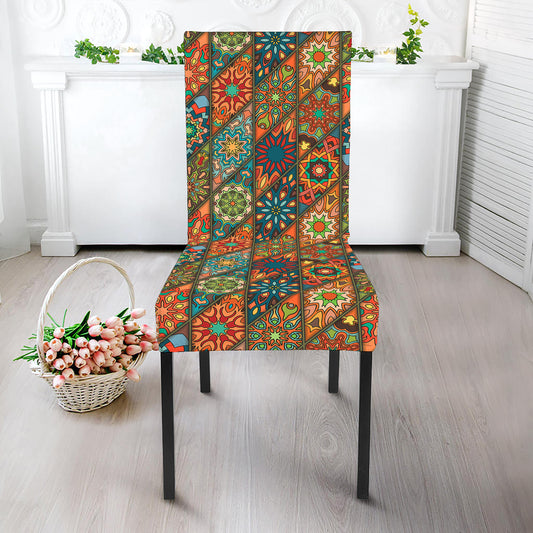 Indian Floral Patchwork Pattern Print Dining Chair Slipcover