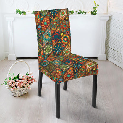 Indian Floral Patchwork Pattern Print Dining Chair Slipcover