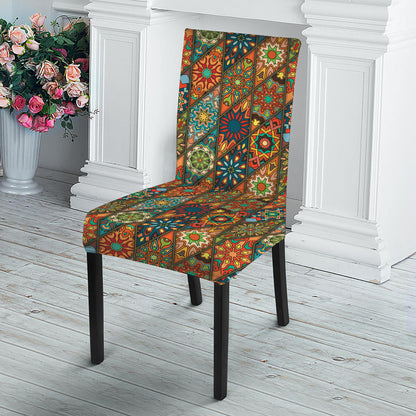 Indian Floral Patchwork Pattern Print Dining Chair Slipcover
