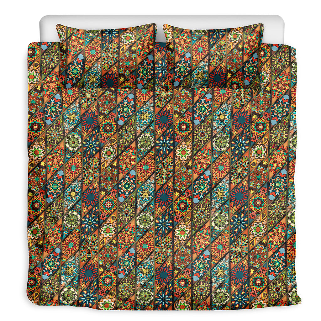 Indian Floral Patchwork Pattern Print Duvet Cover Bedding Set