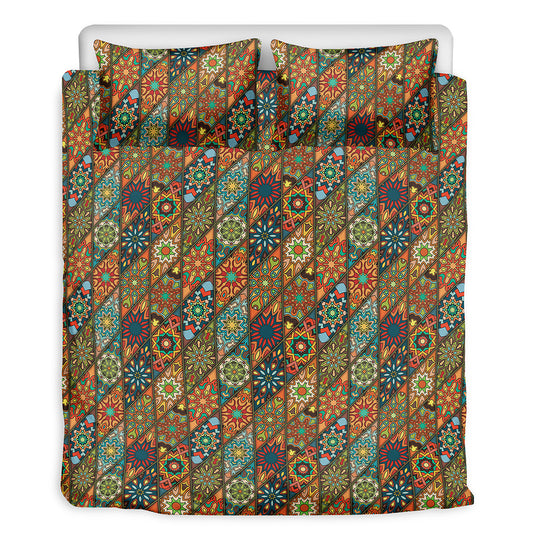 Indian Floral Patchwork Pattern Print Duvet Cover Bedding Set