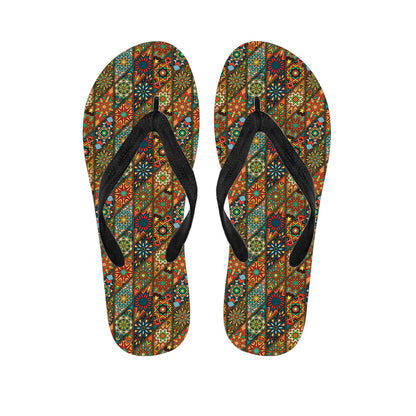 Indian Floral Patchwork Pattern Print Flip Flops