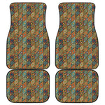 Indian Floral Patchwork Pattern Print Front and Back Car Floor Mats