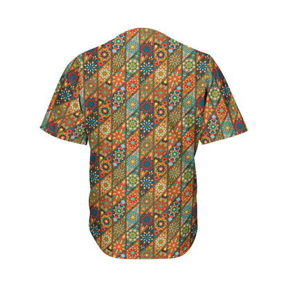Indian Floral Patchwork Pattern Print Men's Baseball Jersey