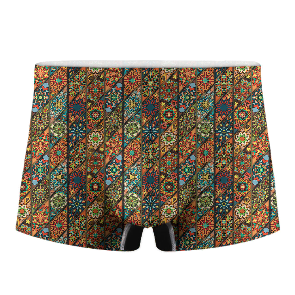 Indian Floral Patchwork Pattern Print Men's Boxer Briefs