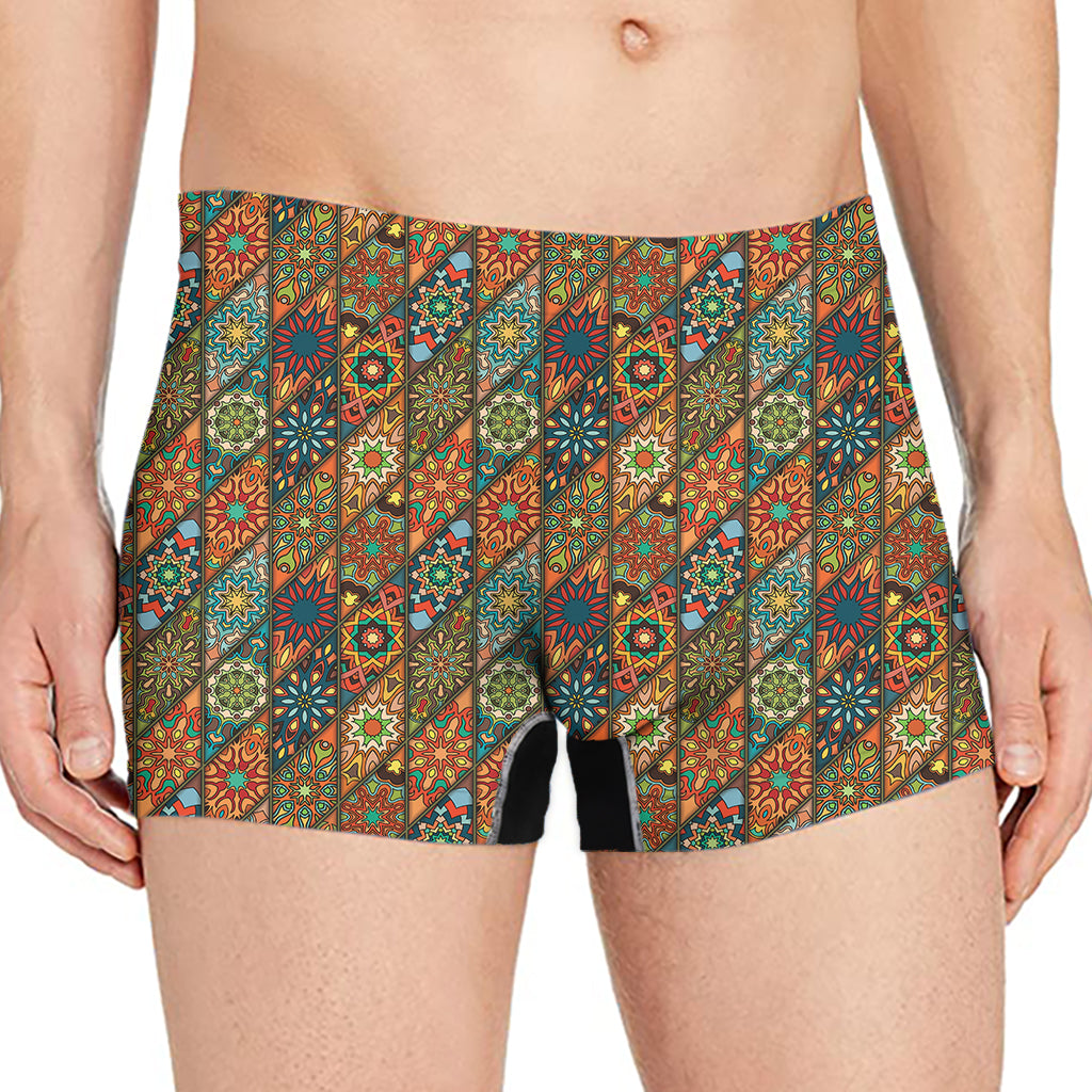 Indian Floral Patchwork Pattern Print Men's Boxer Briefs