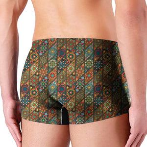 Indian Floral Patchwork Pattern Print Men's Boxer Briefs