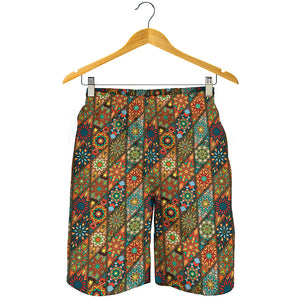 Indian Floral Patchwork Pattern Print Men's Shorts