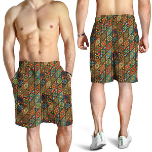 Indian Floral Patchwork Pattern Print Men's Shorts