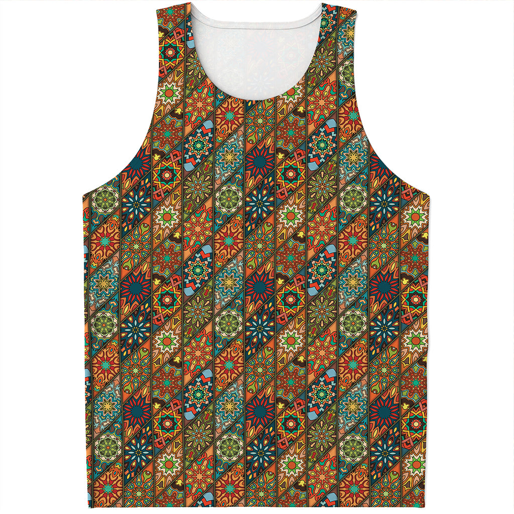 Indian Floral Patchwork Pattern Print Men's Tank Top