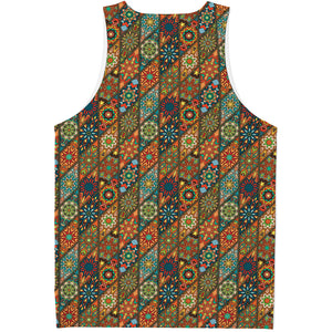 Indian Floral Patchwork Pattern Print Men's Tank Top