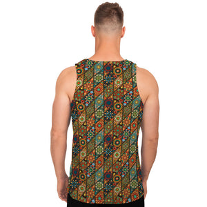 Indian Floral Patchwork Pattern Print Men's Tank Top