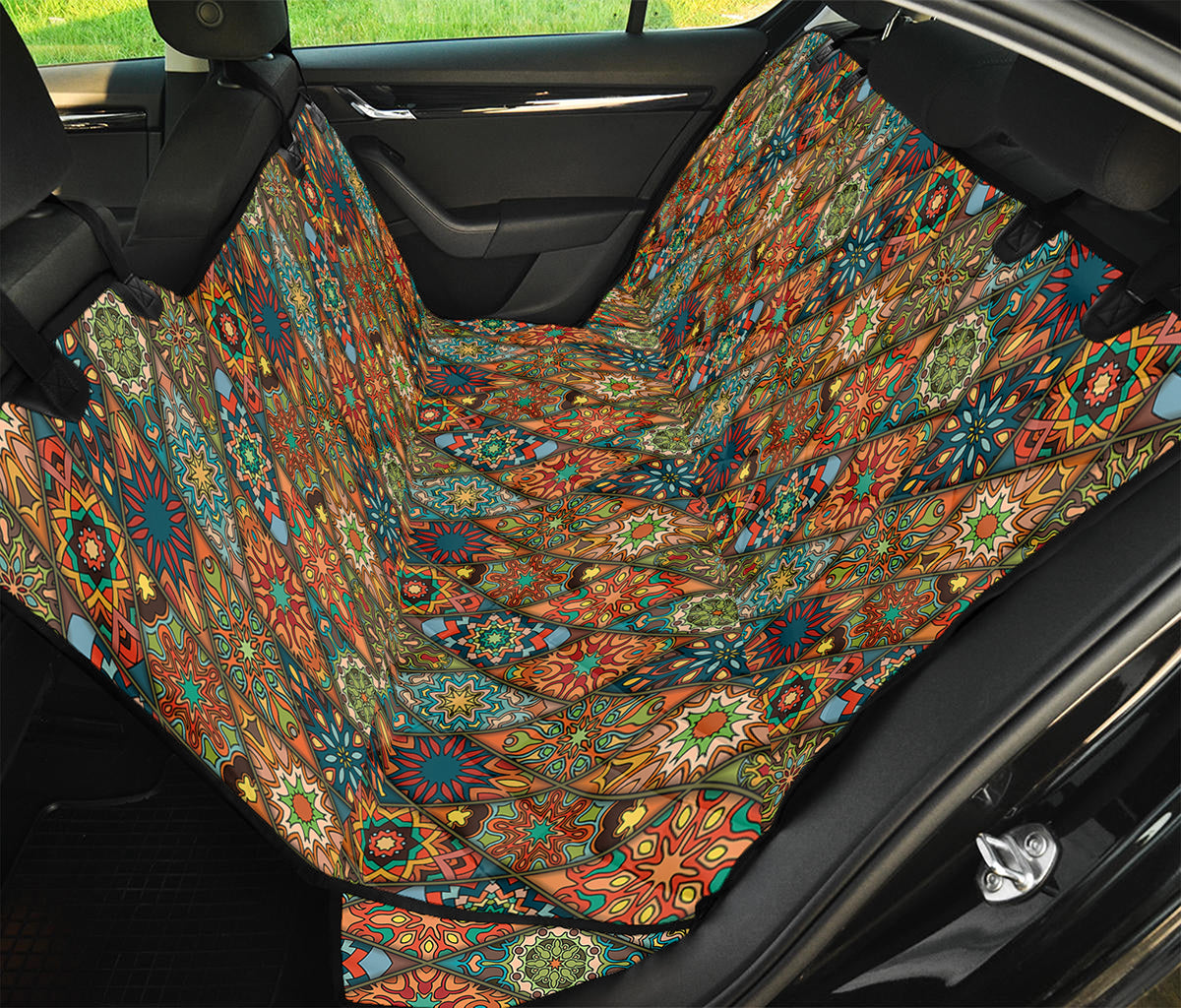 Indian Floral Patchwork Pattern Print Pet Car Back Seat Cover