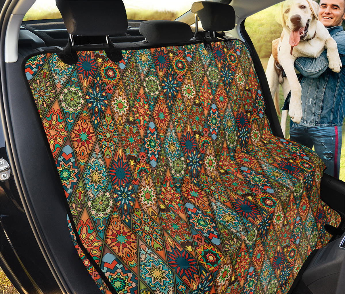 Indian Floral Patchwork Pattern Print Pet Car Back Seat Cover