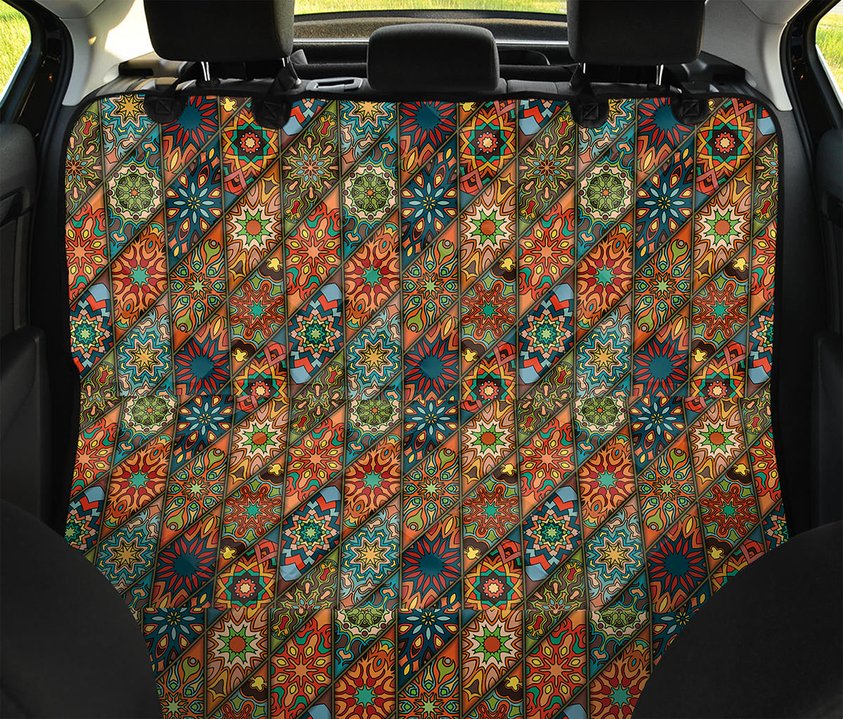 Indian Floral Patchwork Pattern Print Pet Car Back Seat Cover