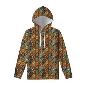 Indian Floral Patchwork Pattern Print Pullover Hoodie