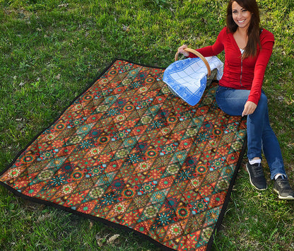 Indian Floral Patchwork Pattern Print Quilt