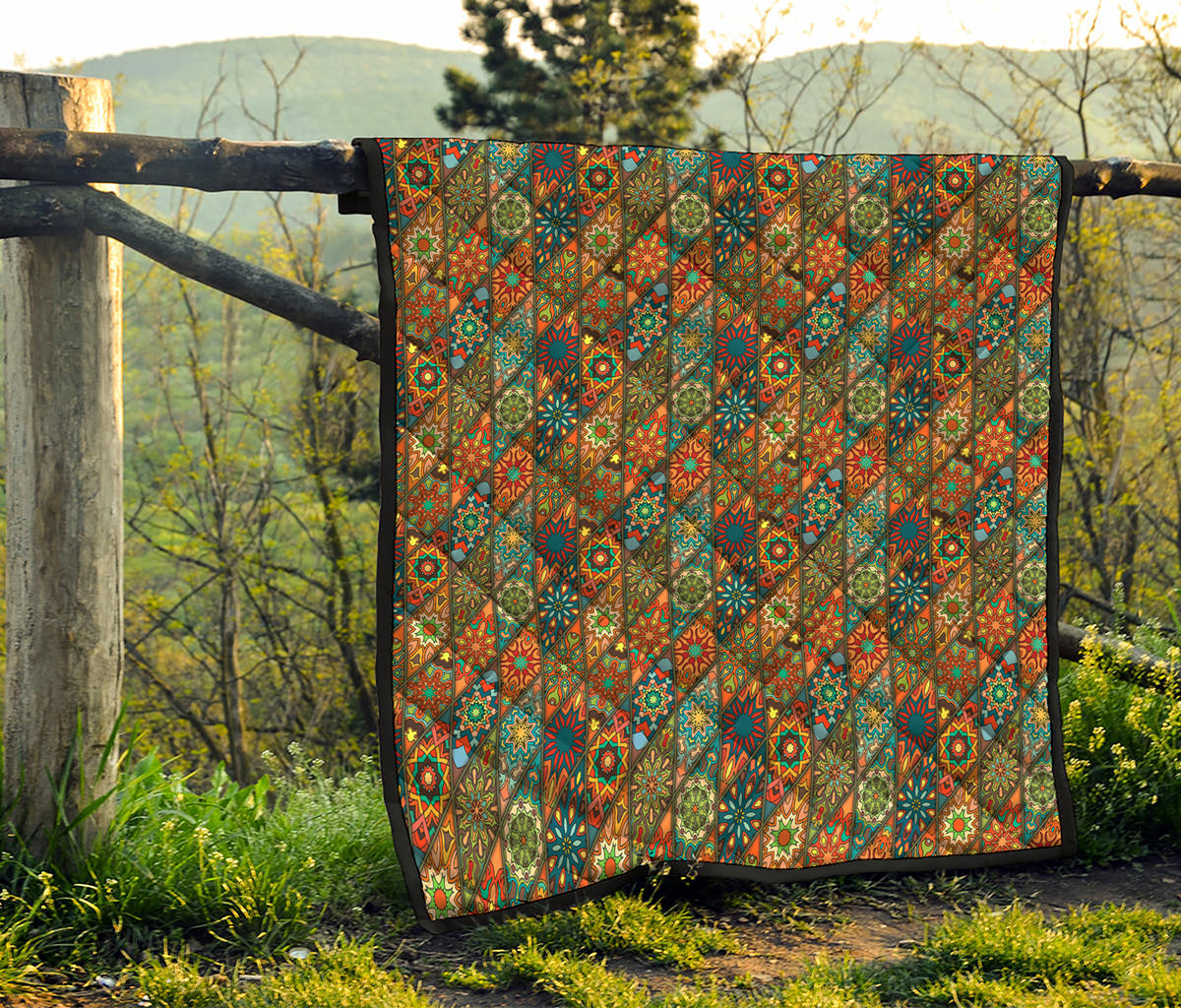 Indian Floral Patchwork Pattern Print Quilt