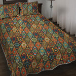 Indian Floral Patchwork Pattern Print Quilt Bed Set