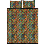 Indian Floral Patchwork Pattern Print Quilt Bed Set