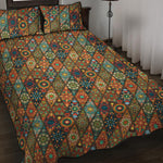 Indian Floral Patchwork Pattern Print Quilt Bed Set