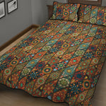 Indian Floral Patchwork Pattern Print Quilt Bed Set