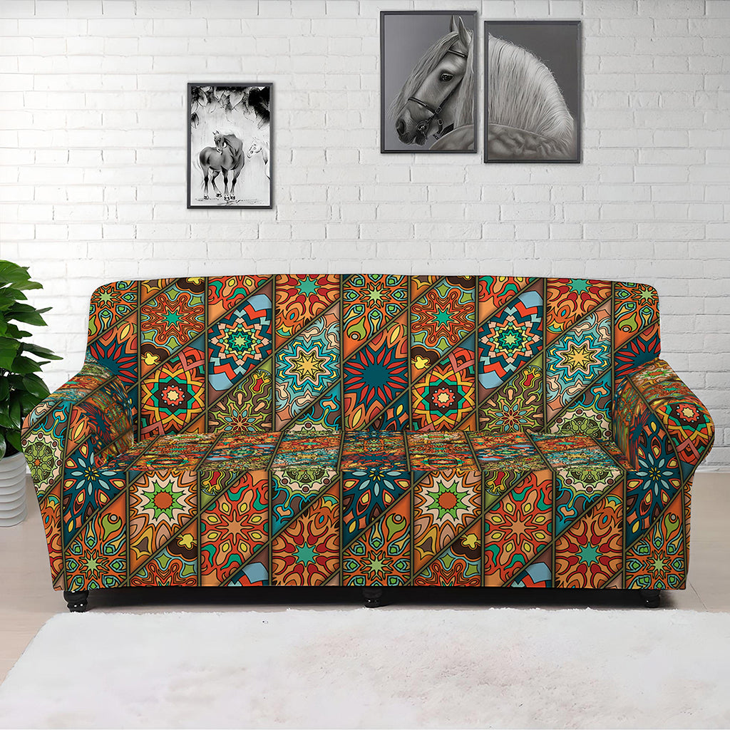Indian Floral Patchwork Pattern Print Sofa Cover