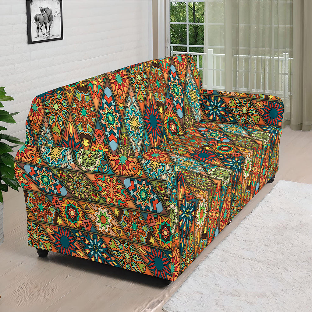Indian Floral Patchwork Pattern Print Sofa Cover