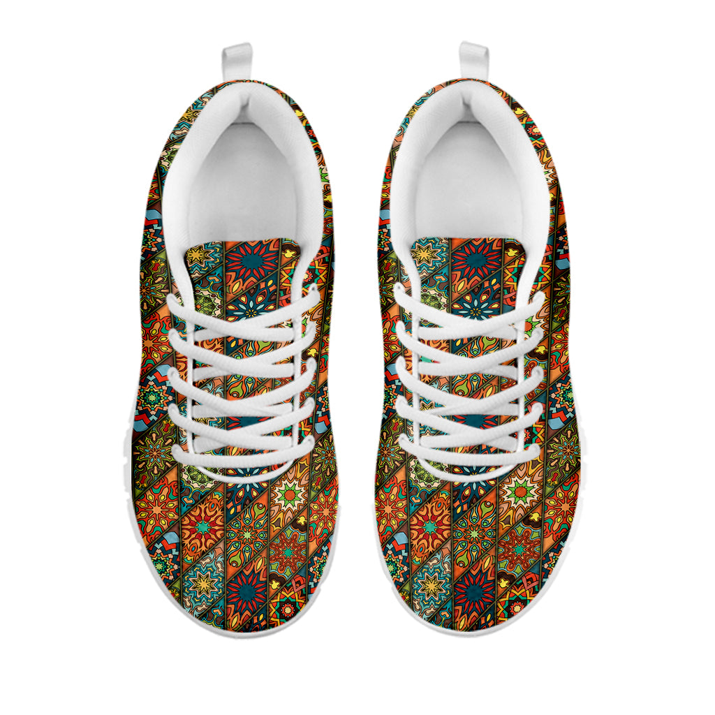 Indian Floral Patchwork Pattern Print White Sneakers