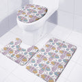 Indian Flower Elephant Pattern Print 3 Piece Bath Mat Set
