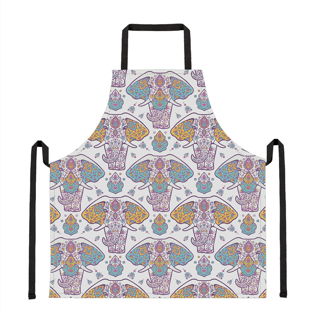 Indian Flower Elephant Pattern Print Apron