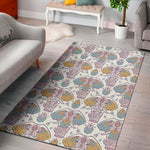 Indian Flower Elephant Pattern Print Area Rug