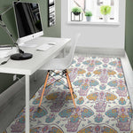 Indian Flower Elephant Pattern Print Area Rug