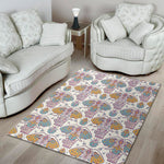 Indian Flower Elephant Pattern Print Area Rug