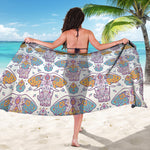 Indian Flower Elephant Pattern Print Beach Sarong Wrap