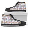 Indian Flower Elephant Pattern Print Black High Top Shoes