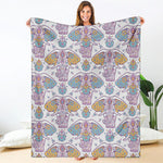 Indian Flower Elephant Pattern Print Blanket