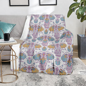 Indian Flower Elephant Pattern Print Blanket