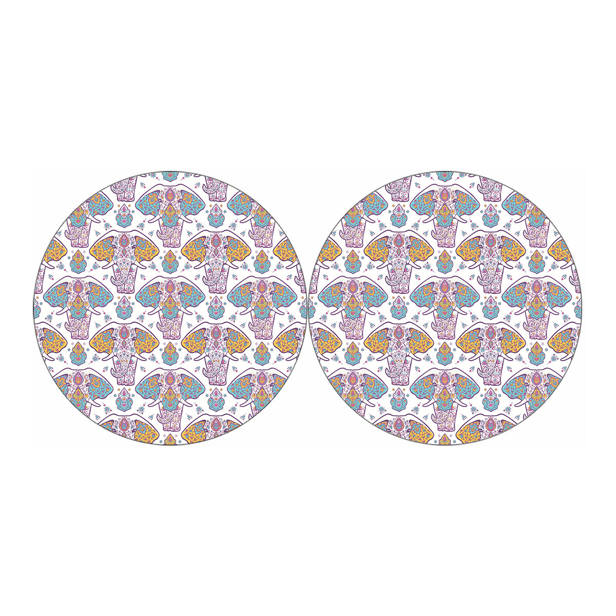 Indian Flower Elephant Pattern Print Car Coasters