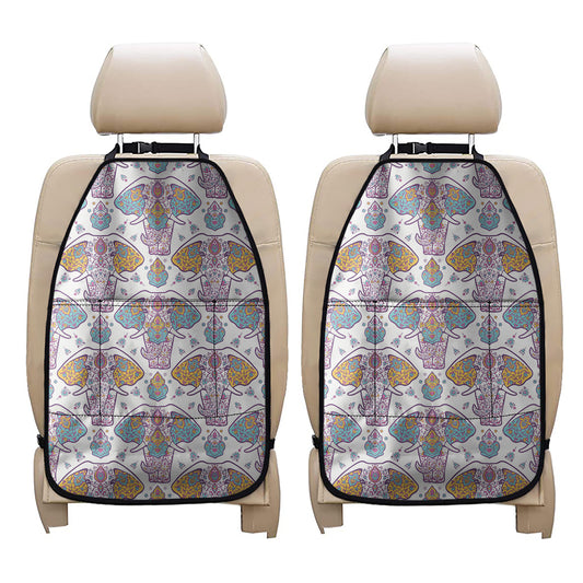 Indian Flower Elephant Pattern Print Car Seat Organizers