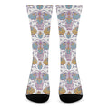 Indian Flower Elephant Pattern Print Crew Socks