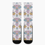 Indian Flower Elephant Pattern Print Crew Socks