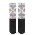 Indian Flower Elephant Pattern Print Crew Socks