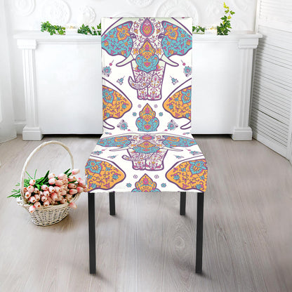 Indian Flower Elephant Pattern Print Dining Chair Slipcover