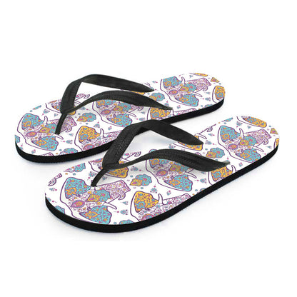 Indian Flower Elephant Pattern Print Flip Flops