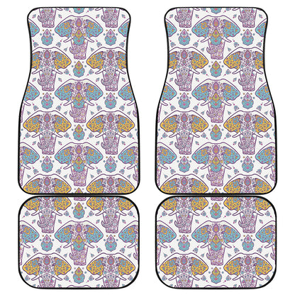 Indian Flower Elephant Pattern Print Front and Back Car Floor Mats